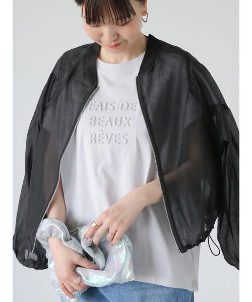 Lugnoncure(ルノンキュール)の「エンボスロゴTシャツ(Tシャツ/カットソー・レディース・グレー/チャコールグレー/オフホワイト/ミント・F)」の3枚目の写真