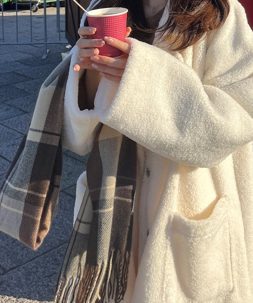 RiLi（リリ）の「チェックウールライクマフラー【RL】（マフラー・レディース・ブラウン/レッド/グリーン・FREE）」の17枚目の写真