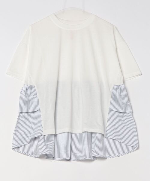 Q(キュー)の「ドッキングティアードトップス(Tシャツ/カットソー・レディース・ブラック/ホワイト・MEDIUM)」の3枚目の写真