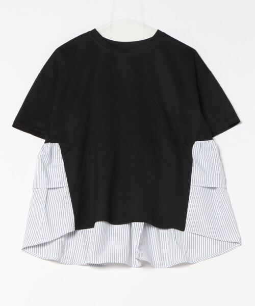 Q(キュー)の「ドッキングティアードトップス(Tシャツ/カットソー・レディース・ブラック/ホワイト・MEDIUM)」の4枚目の写真