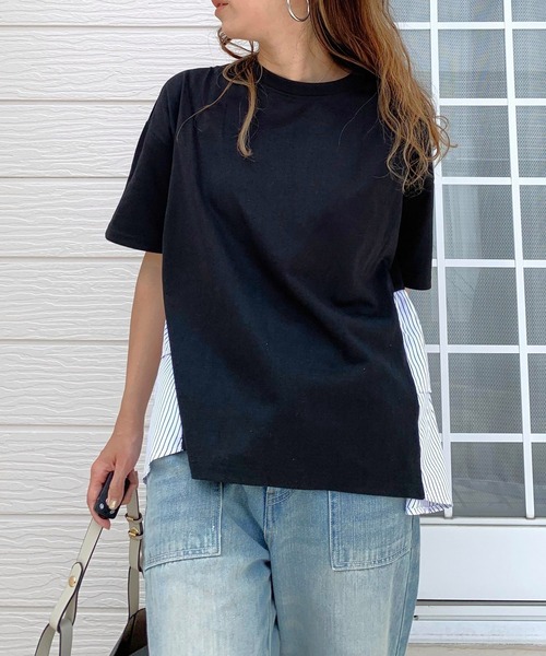 Q(キュー)の「ドッキングティアードトップス(Tシャツ/カットソー・レディース・ブラック/ホワイト・MEDIUM)」の10枚目の写真