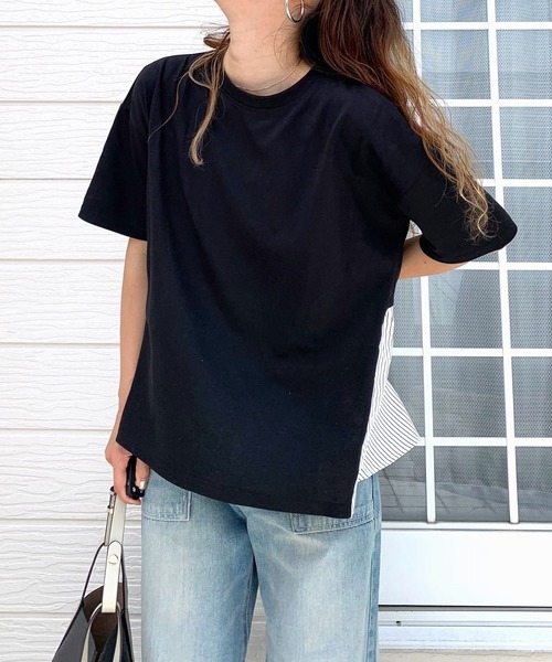 Q(キュー)の「ドッキングティアードトップス(Tシャツ/カットソー・レディース・ブラック/ホワイト・MEDIUM)」の11枚目の写真