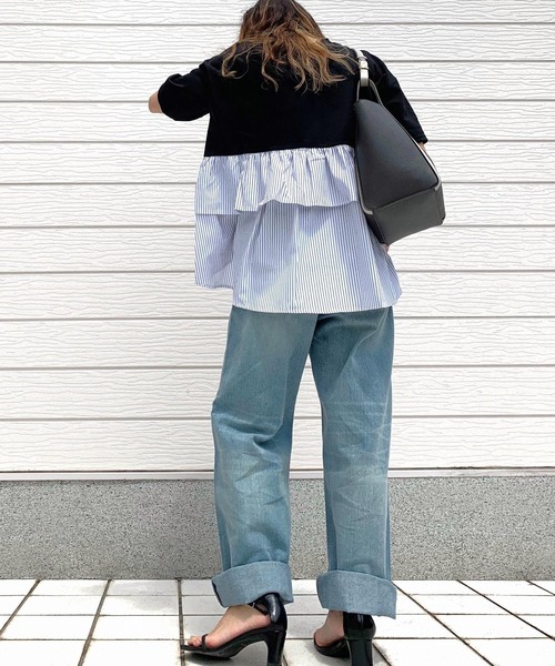 Q(キュー)の「ドッキングティアードトップス(Tシャツ/カットソー・レディース・ブラック/ホワイト・MEDIUM)」の16枚目の写真