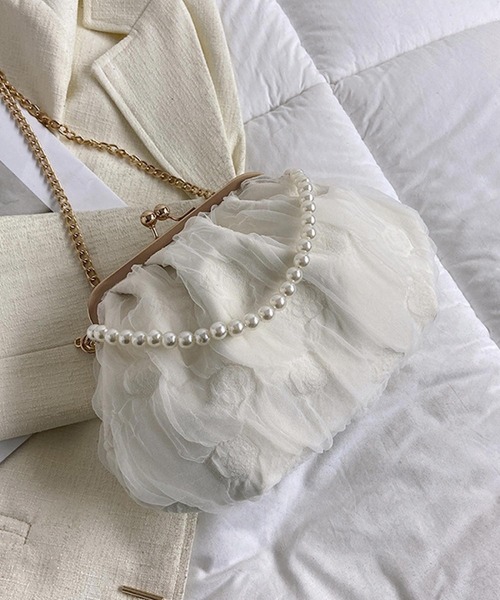 Mignonjour(ミニョンジュール)の「Mignonjour/がま口シアー2wayバッグ M2394(ショルダーバッグ・レディース・ピンク/グリーン/ホワイト/ブラック・FREE)」の2枚目の写真