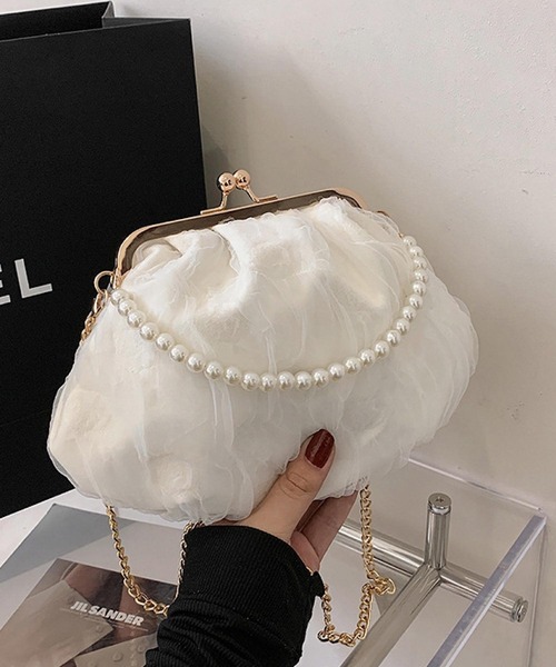 Mignonjour(ミニョンジュール)の「Mignonjour/がま口シアー2wayバッグ M2394(ショルダーバッグ・レディース・ピンク/グリーン/ホワイト/ブラック・FREE)」の5枚目の写真