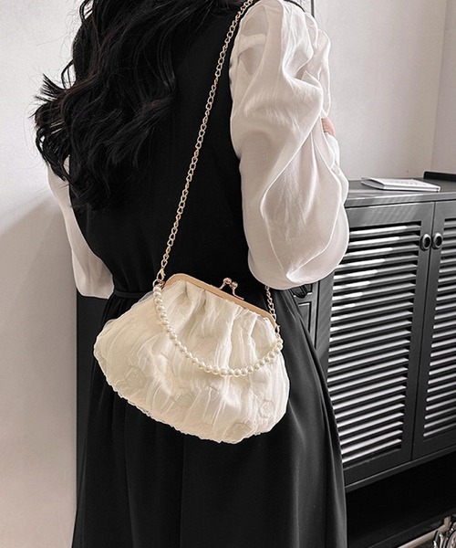 Mignonjour(ミニョンジュール)の「Mignonjour/がま口シアー2wayバッグ M2394(ショルダーバッグ・レディース・ピンク/グリーン/ホワイト/ブラック・FREE)」の6枚目の写真