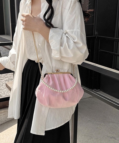 Mignonjour(ミニョンジュール)の「Mignonjour/がま口シアー2wayバッグ M2394(ショルダーバッグ・レディース・ピンク/グリーン/ホワイト/ブラック・FREE)」の8枚目の写真