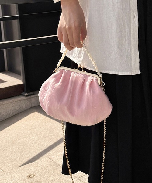 Mignonjour(ミニョンジュール)の「Mignonjour/がま口シアー2wayバッグ M2394(ショルダーバッグ・レディース・ピンク/グリーン/ホワイト/ブラック・FREE)」の9枚目の写真