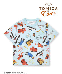 SLAP SLIP（スラップスリップ）の「【トミカとトム×SLAPSLIPコラボアイテム】はたらくくるま総柄Tシャツ(80~120cm)（Tシャツ/カットソー・キッズ）」