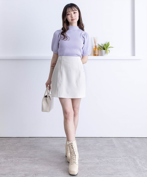 clear（クリア）の「リボン刺繍スカート［バレエコア ガーリー ショート丈 ミニ丈］≪再入荷≫（スカート・レディース・ブラック/アイボリー・M/S）」の12枚目の写真