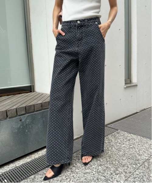AMBIENT（アンビエント）の「ドットデニムパンツ（デニムパンツ・レディース・ブラック/ライトインディゴブルー・S/M）」の2枚目の写真