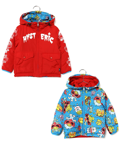 HYSTERIC MINI（ヒステリックミニ）の「BABY HUNGRY MONSTER WORLD with U リバーシブル ジャケット（ダウンジャケット/コート・キッズ・ブラック/ターコイズブルー/レッド・90）」の3枚目の写真