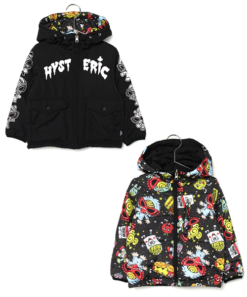 HYSTERIC MINI（ヒステリックミニ）の「BABY HUNGRY MONSTER WORLD with U リバーシブル ジャケット（ダウンジャケット/コート・キッズ・ブラック/ターコイズブルー/レッド・90）」の2枚目の写真
