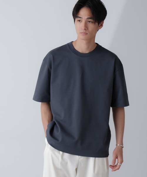 NANO universe（ナノユニバース）の「ダブルスムースクルーネックBIGTシャツ 半袖（Tシャツ/カットソー・メンズ・ホワイト/ブラック/ネイビー/ダークグレー・XL/S/M/L）」の3枚目の写真