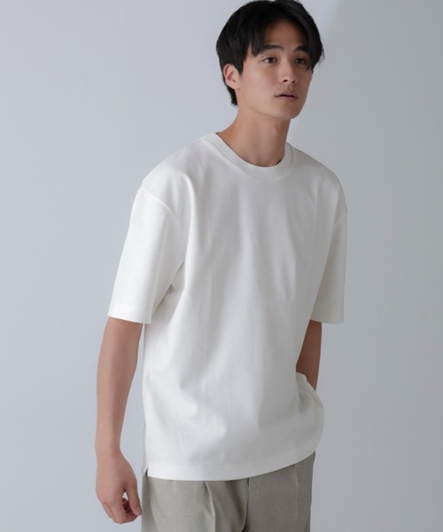 NANO universe（ナノユニバース）の「ダブルスムースクルーネックBIGTシャツ 半袖（Tシャツ/カットソー・メンズ・ホワイト/ブラック/ネイビー/ダークグレー・XL/S/M/L）」の18枚目の写真