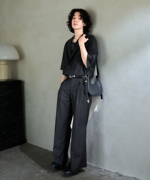 HARE（ハレ）の「【SET UP対応】タックワイドトラウザー(HARE)（スラックス・メンズ・パープル/ブラック/グレー・MEDIUM/SMALL）」の4枚目の写真