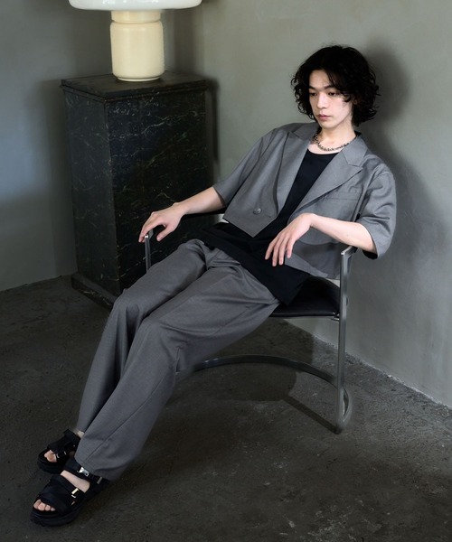 HARE（ハレ）の「【SET UP対応】タックワイドトラウザー(HARE)（スラックス・メンズ・パープル/ブラック/グレー・MEDIUM/SMALL）」の9枚目の写真