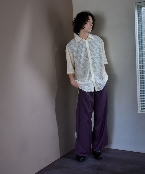 HARE（ハレ）の「【SET UP対応】タックワイドトラウザー(HARE)（スラックス・メンズ・パープル/ブラック/グレー・MEDIUM/SMALL）」の14枚目の写真