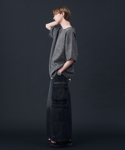 KUUUPY（クーピー）の「Tweed-Style Short Sleeve Pullover - ツイード調半袖プルオーバー（Tシャツ/カットソー・メンズ・ホワイト×ブラック/ダークブルー/チャコールグレー・MEDIUM/LARGE/SMALL）」の9枚目の写真