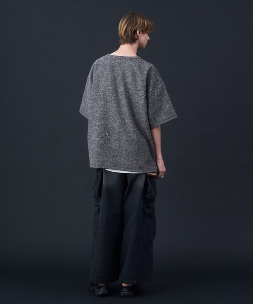 KUUUPY（クーピー）の「Tweed-Style Short Sleeve Pullover - ツイード調半袖プルオーバー（Tシャツ/カットソー・メンズ・ホワイト×ブラック/ダークブルー/チャコールグレー・MEDIUM/LARGE/SMALL）」の10枚目の写真