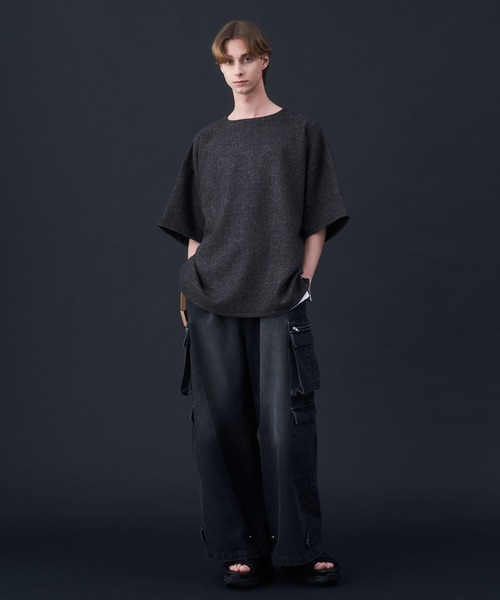 KUUUPY（クーピー）の「Tweed-Style Short Sleeve Pullover - ツイード調半袖プルオーバー（Tシャツ/カットソー・メンズ・ホワイト×ブラック/ダークブルー/チャコールグレー・MEDIUM/LARGE/SMALL）」の12枚目の写真