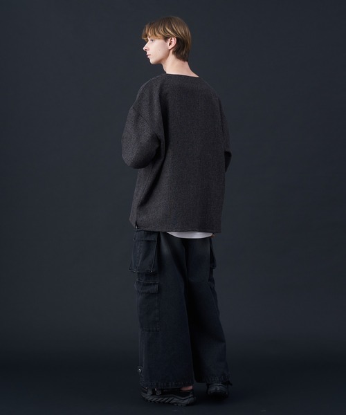 KUUUPY（クーピー）の「Tweed-Style Short Sleeve Pullover - ツイード調半袖プルオーバー（Tシャツ/カットソー・メンズ・ホワイト×ブラック/ダークブルー/チャコールグレー・MEDIUM/LARGE/SMALL）」の13枚目の写真