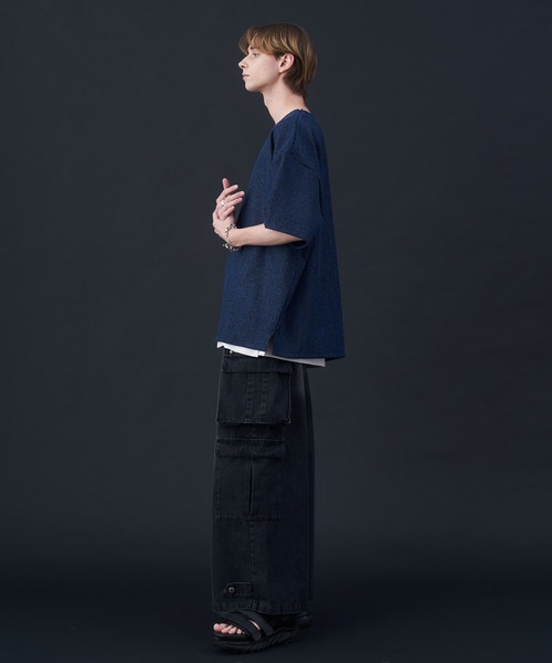 KUUUPY（クーピー）の「Tweed-Style Short Sleeve Pullover - ツイード調半袖プルオーバー（Tシャツ/カットソー・メンズ・ホワイト×ブラック/ダークブルー/チャコールグレー・MEDIUM/LARGE/SMALL）」の17枚目の写真