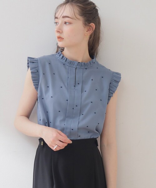 couture brooch（クチュールブローチ）の「◆【マシンウォッシャブル】ドット刺繍ブラウス（シャツ/ブラウス・レディース・ブルー系5/ブラック系・36/42/38）」の21枚目の写真