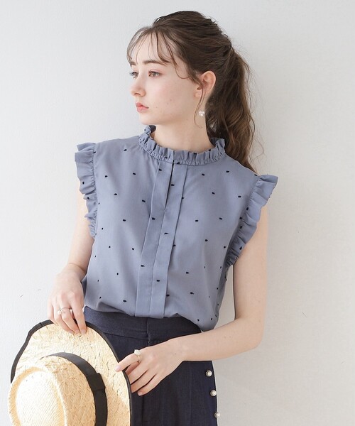 couture brooch（クチュールブローチ）の「◆【マシンウォッシャブル】ドット刺繍ブラウス（シャツ/ブラウス・レディース・ブルー系5/ブラック系・36/42/38）」の17枚目の写真