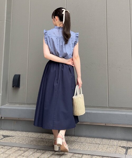 couture brooch（クチュールブローチ）の「◆【マシンウォッシャブル】ドット刺繍ブラウス（シャツ/ブラウス・レディース・ブルー系5/ブラック系・36/42/38）」の10枚目の写真