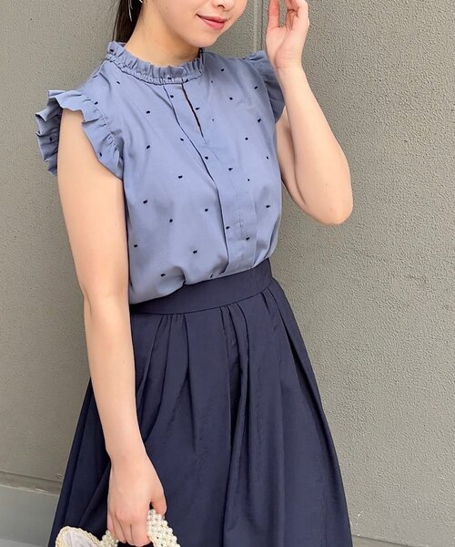 couture brooch（クチュールブローチ）の「◆【マシンウォッシャブル】ドット刺繍ブラウス（シャツ/ブラウス・レディース・ブルー系5/ブラック系・36/42/38）」の11枚目の写真