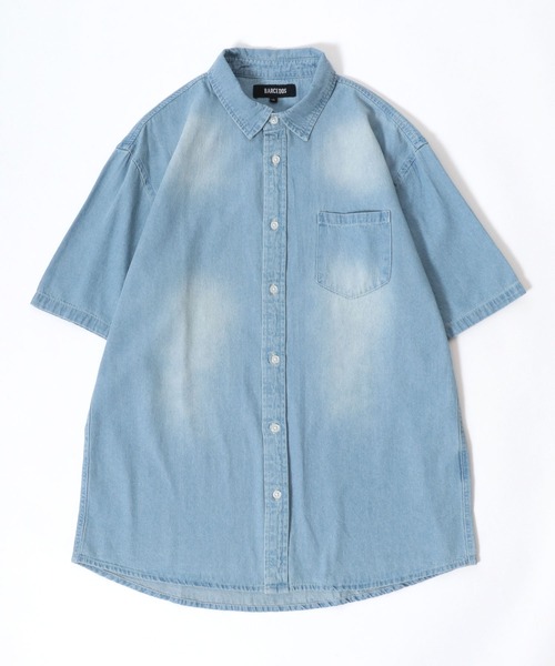Salong hameu（サロン ハミュー）の「半袖デニムシャツ メンズ レディース/レギュラーカラーシャツ（シャツ/ブラウス・メンズ・インディゴブルー/ダークインディゴブルー/ライトインディゴブルー・LL/L/M）」の3枚目の写真