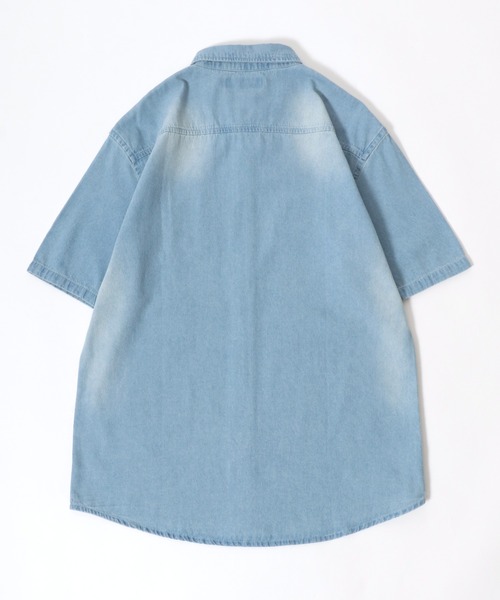 Salong hameu（サロン ハミュー）の「半袖デニムシャツ メンズ レディース/レギュラーカラーシャツ（シャツ/ブラウス・メンズ・インディゴブルー/ダークインディゴブルー/ライトインディゴブルー・LL/L/M）」の9枚目の写真