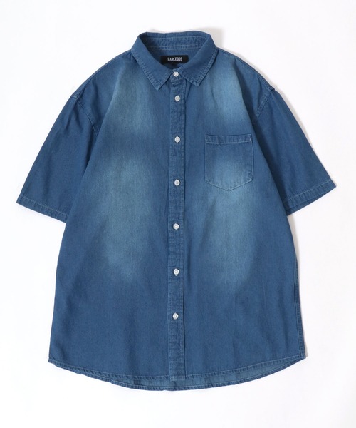 Salong hameu（サロン ハミュー）の「半袖デニムシャツ メンズ レディース/レギュラーカラーシャツ（シャツ/ブラウス・メンズ・インディゴブルー/ダークインディゴブルー/ライトインディゴブルー・LL/L/M）」の4枚目の写真