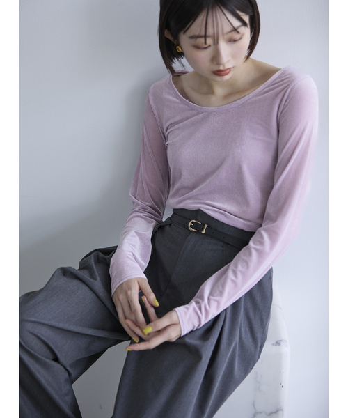 La TOTALITE(ラトータリテ)の「2wayネックベロアカットソー(Tシャツ/カットソー・レディース・ライトグレー/ホワイト/ラベンダー/ブラック・FREE)」の4枚目の写真