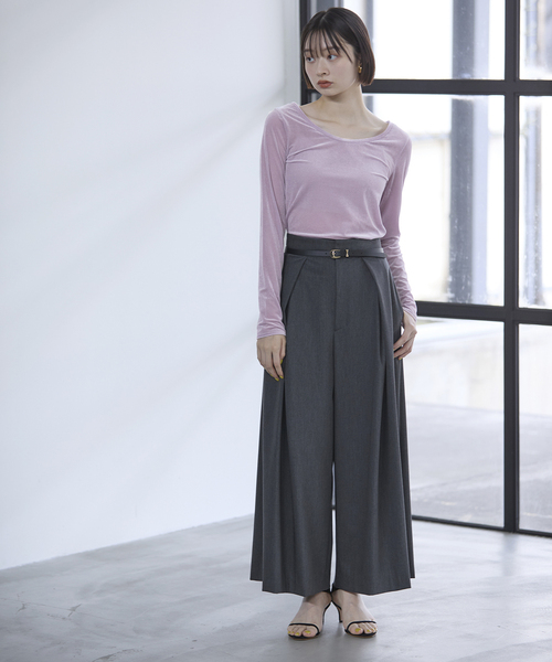 La TOTALITE(ラトータリテ)の「2wayネックベロアカットソー(Tシャツ/カットソー・レディース・ライトグレー/ホワイト/ラベンダー/ブラック・FREE)」の20枚目の写真