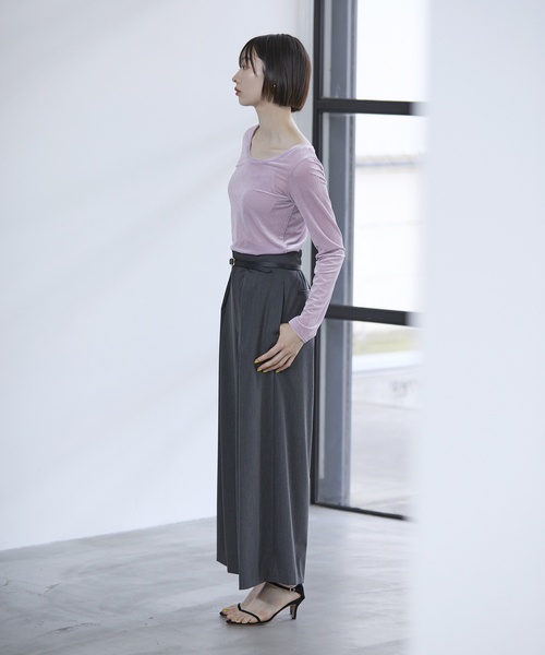 La TOTALITE(ラトータリテ)の「2wayネックベロアカットソー(Tシャツ/カットソー・レディース・ライトグレー/ホワイト/ラベンダー/ブラック・FREE)」の19枚目の写真