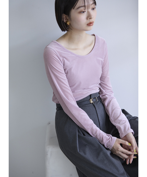 La TOTALITE(ラトータリテ)の「2wayネックベロアカットソー(Tシャツ/カットソー・レディース・ライトグレー/ホワイト/ラベンダー/ブラック・FREE)」の17枚目の写真