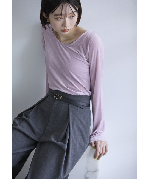 La TOTALITE(ラトータリテ)の「2wayネックベロアカットソー(Tシャツ/カットソー・レディース・ライトグレー/ホワイト/ラベンダー/ブラック・FREE)」の16枚目の写真