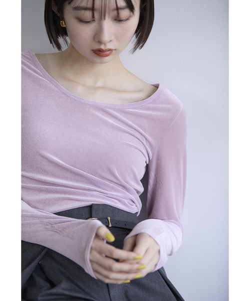 La TOTALITE(ラトータリテ)の「2wayネックベロアカットソー(Tシャツ/カットソー・レディース・ライトグレー/ホワイト/ラベンダー/ブラック・FREE)」の15枚目の写真