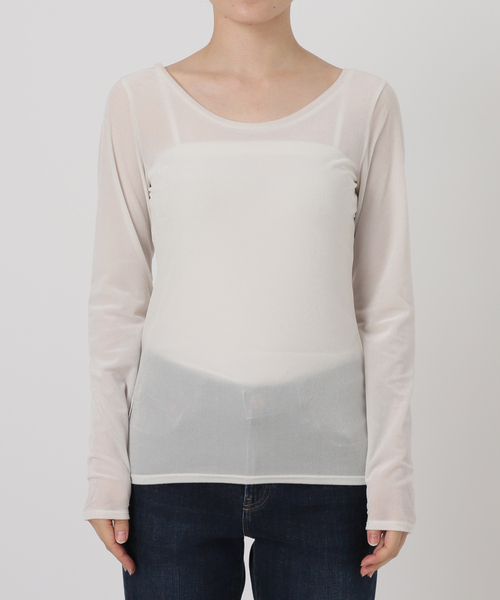 La TOTALITE(ラトータリテ)の「2wayネックベロアカットソー(Tシャツ/カットソー・レディース・ライトグレー/ホワイト/ラベンダー/ブラック・FREE)」の6枚目の写真