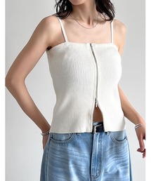 Rito ビスチェ キャミソール ストライプ アイボリー 黒 MINERTE キャミソール 「MINERTE」back ribbon pinstripe bustier