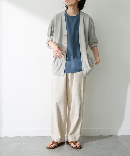 URBAN RESEARCH Sonny Label(アーバンリサーチサニーレーベル)の「『接触冷感』ライトカノコニットカーディガン(カーディガン/ボレロ・メンズ・ブラック/ベージュ系その他/グリーン系その他・MEDIUM/LARGE)」の7枚目の写真