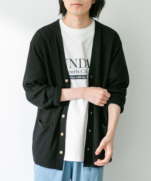URBAN RESEARCH Sonny Label(アーバンリサーチサニーレーベル)の「『接触冷感』ライトカノコニットカーディガン(カーディガン/ボレロ・メンズ・ブラック/ベージュ系その他/グリーン系その他・MEDIUM/LARGE)」の10枚目の写真