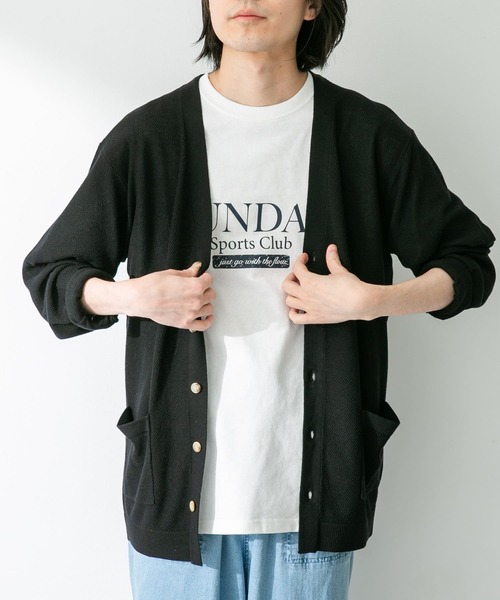 URBAN RESEARCH Sonny Label(アーバンリサーチサニーレーベル)の「『接触冷感』ライトカノコニットカーディガン(カーディガン/ボレロ・メンズ・ブラック/ベージュ系その他/グリーン系その他・MEDIUM/LARGE)」の13枚目の写真