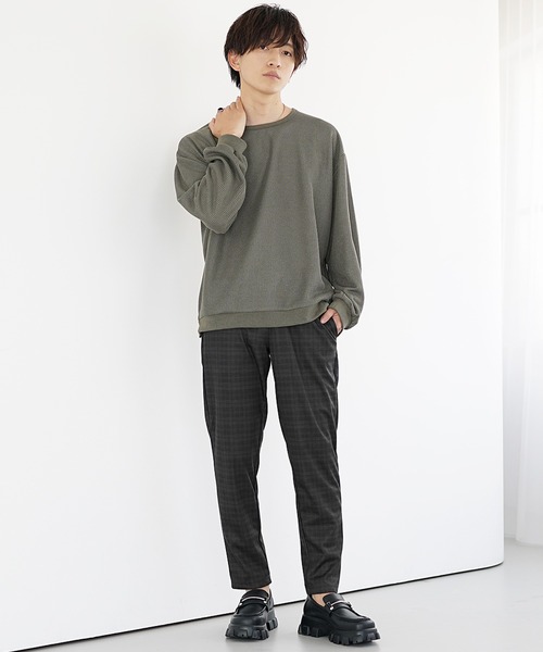MinoriTY（マイノリティ）の「【MinoriTY】さらモチとろみ素材スマートスラックス テーパードパンツ メンズ チノパン フォーマル ワイドパンツ 夏服（スラックス・メンズ・ラベンダー/チェック/ストライプ/グレー/ブラック・S/M/L）」の18枚目の写真