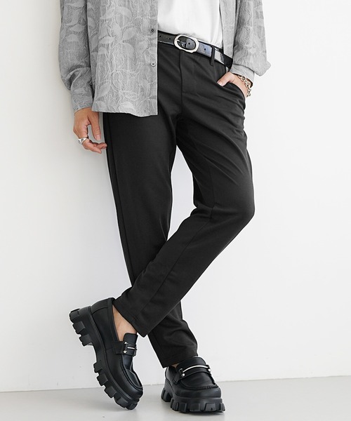 MinoriTY】さらモチとろみ素材スマートスラックス テーパード