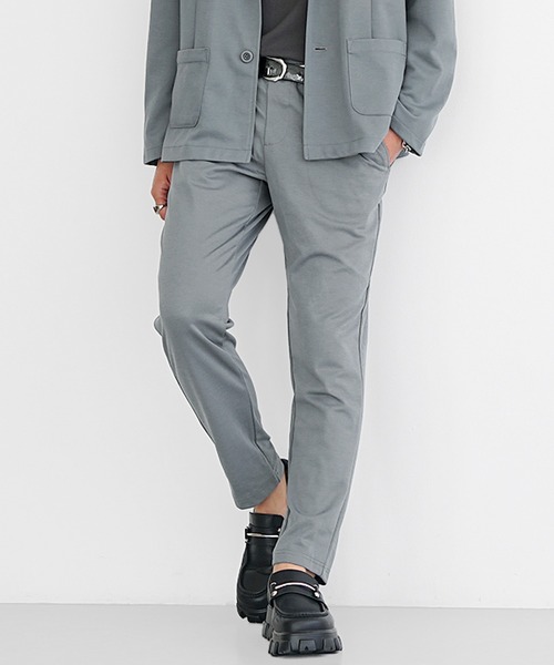 MinoriTY】さらモチとろみ素材スマートスラックス テーパードパンツ