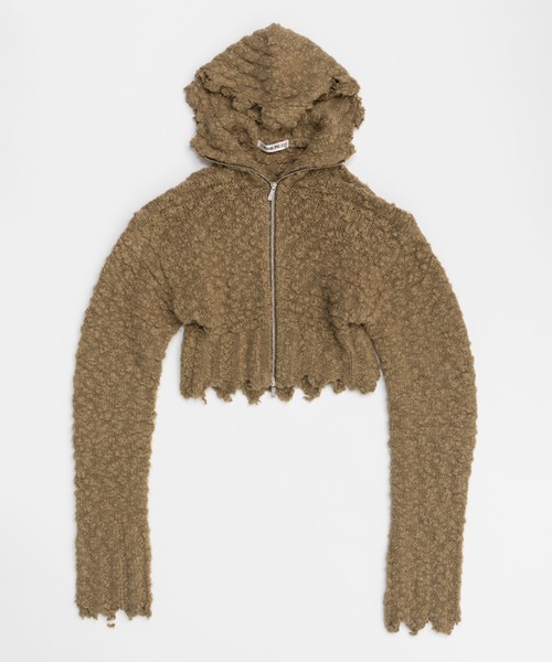 パーカー ダブルジップダメージフーディ / Double Zip Damaged Hoodie レディース ダブルジップダメージフーディ / Double Zip Damaged Hoodie