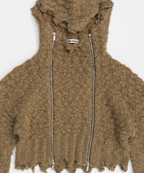 ダブルジップダメージフーディ / Double Zip Damaged Hoodie